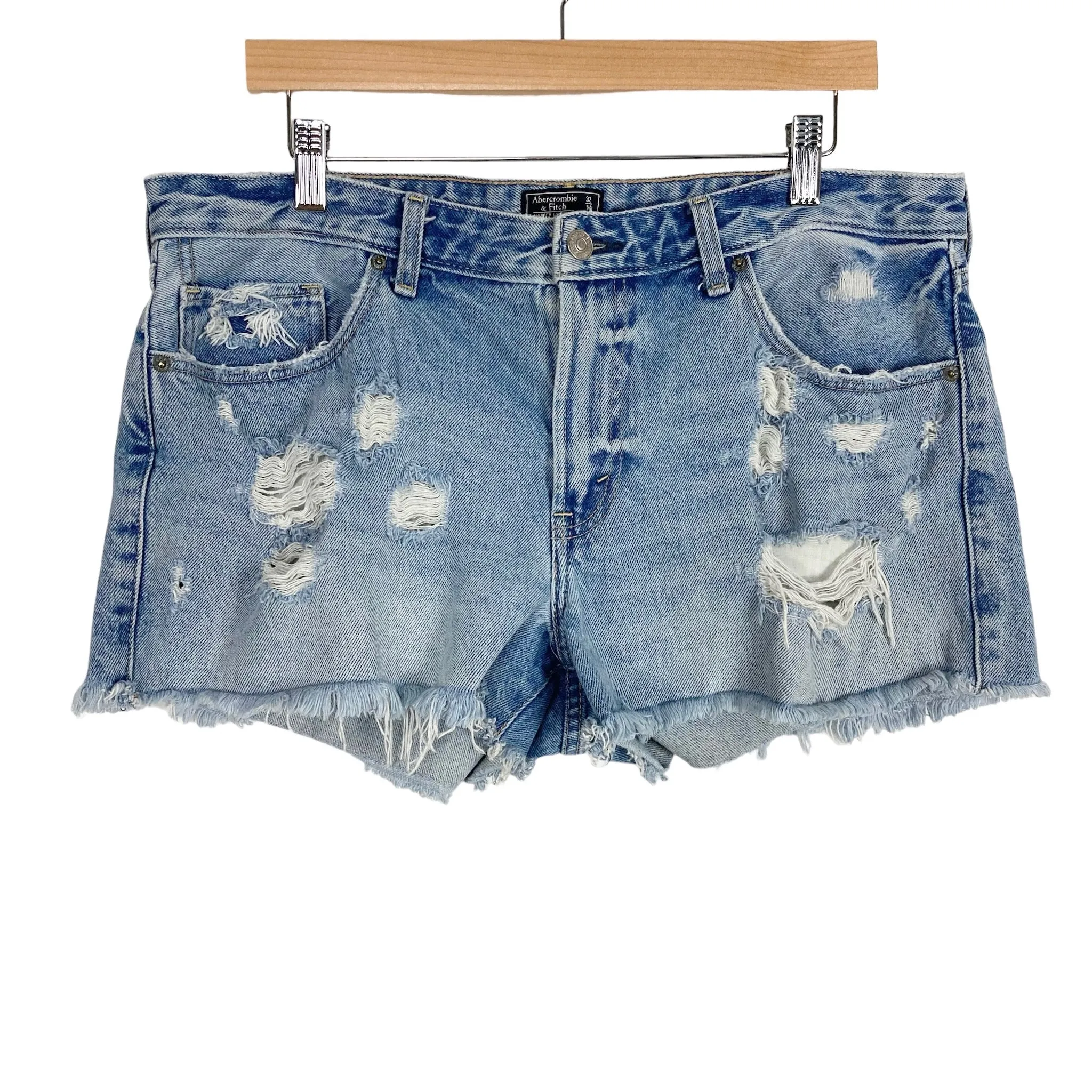 Abercrombie & Fitch Distressed Low Rise Harper Jean Shorts- Size 32/14