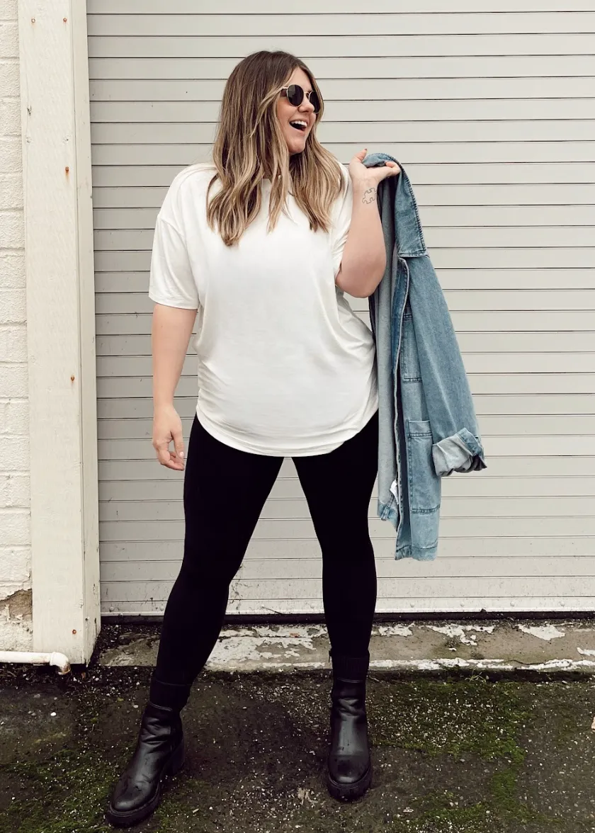 Adult Oversized Bamboo Tee - White