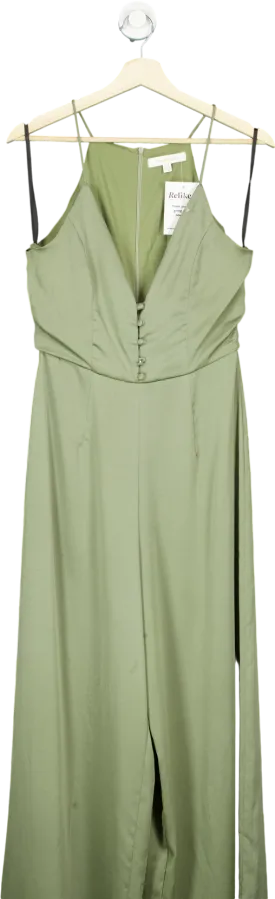Another Look Olive Green Wide Leg Jumpsuit UK 10