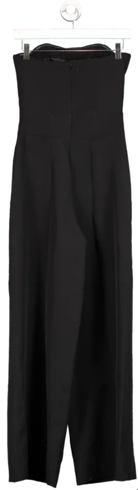 Anthropologie Black Corset Top Bandeau Strapless Wide Leg Jumpsuit UK 8