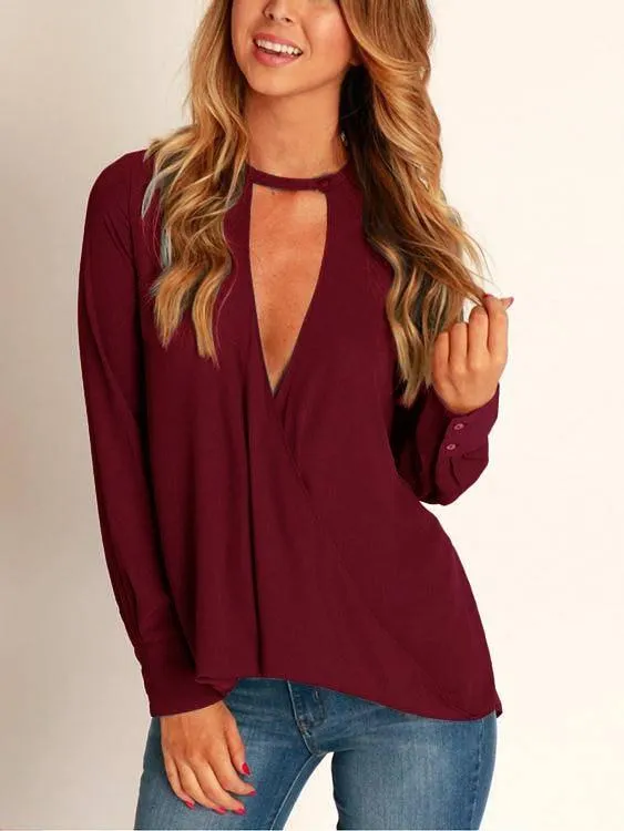 Blouse à Encolure en V Profonde
