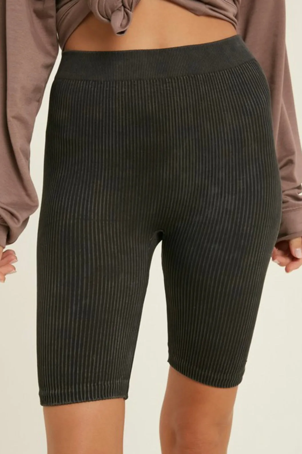 Brooke Black Ribbed Biker Short | FINAL SALE