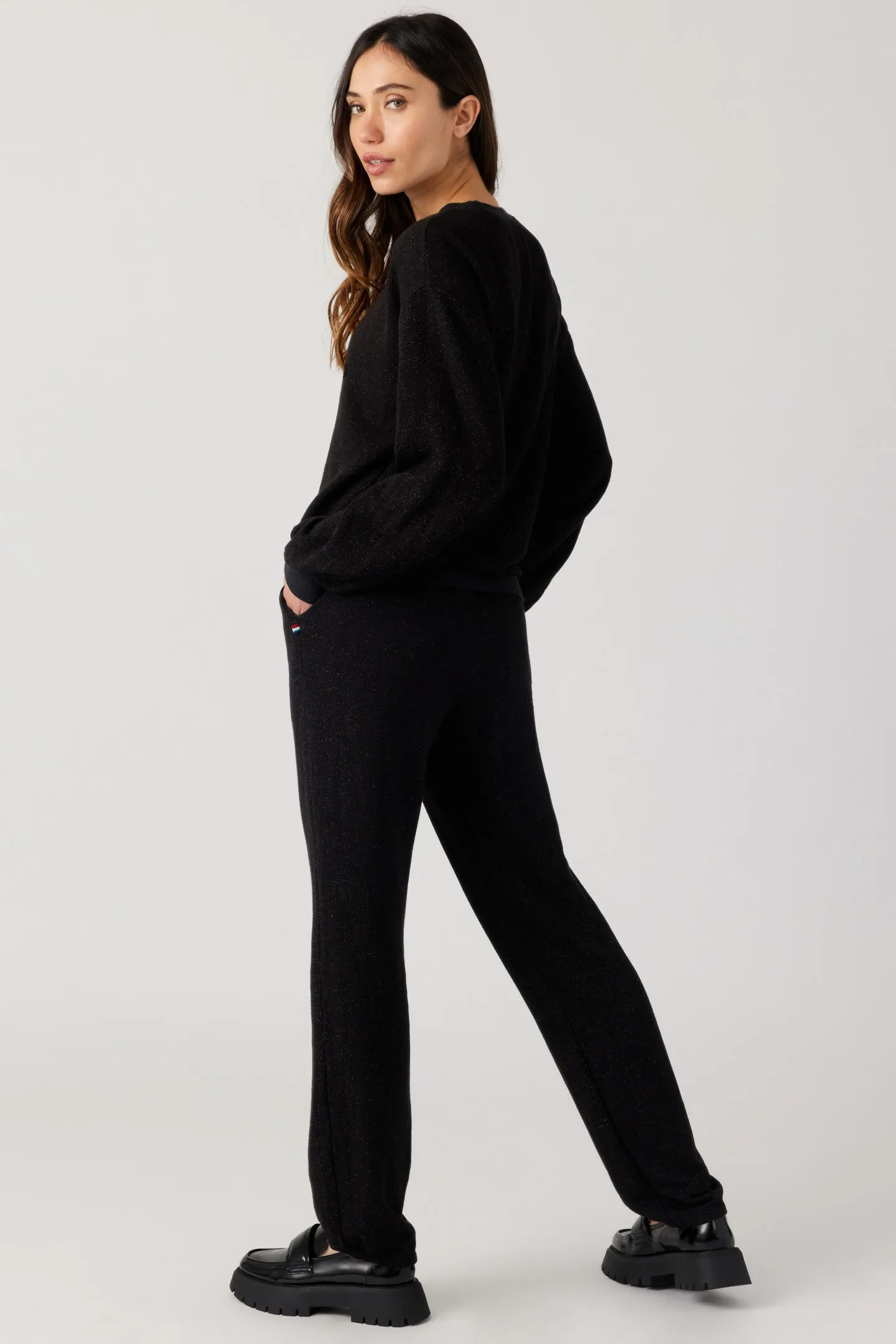Brushed Boucle Cinch Jogger - Black