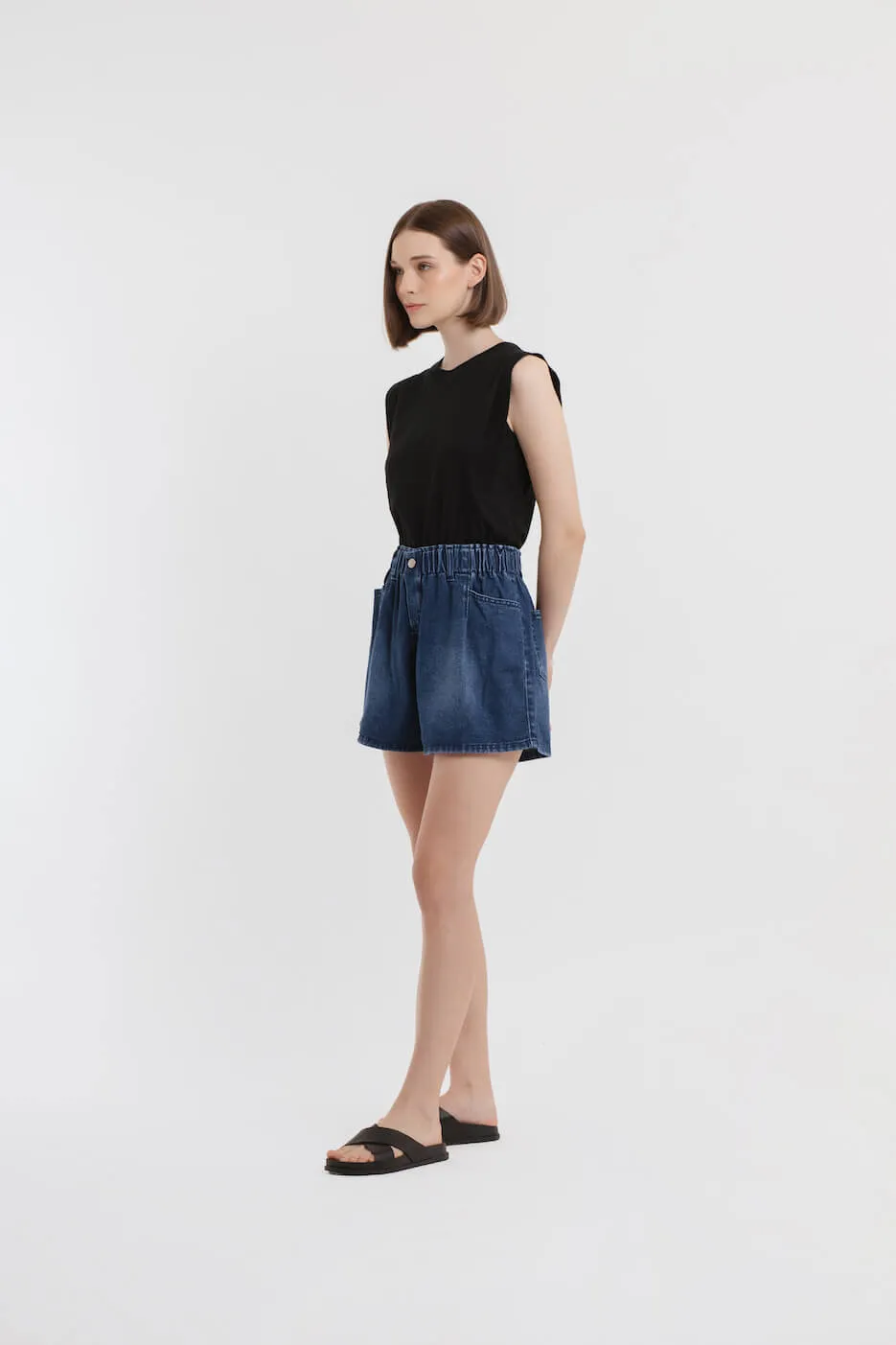 Dark Blue Denim Shorts