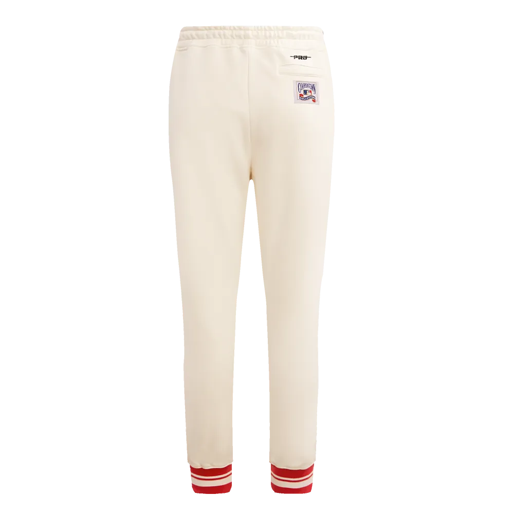 MLB ATLANTA BRAVES RETRO CLASSIC WOMEN'S RIB SWEATPANT (EGGSHELL/ RED)