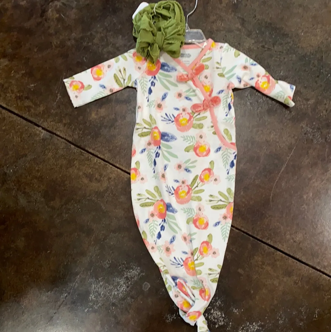 Mud Pie Floral Tie Gown