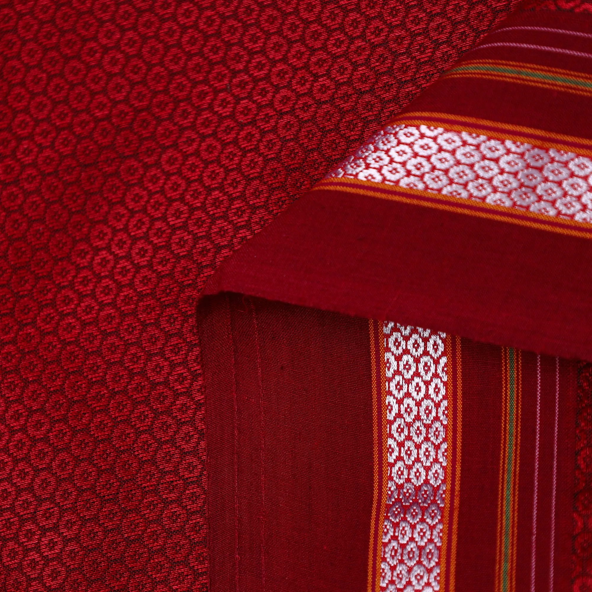 Red - Traditional Khun Weave Cotton Fabric 34