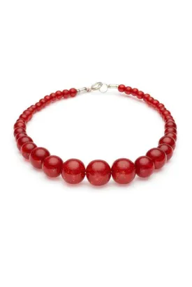 Splendette Red Glitter Beads Necklace