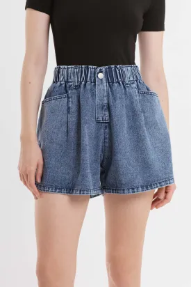 Washed Blue Denim Shorts