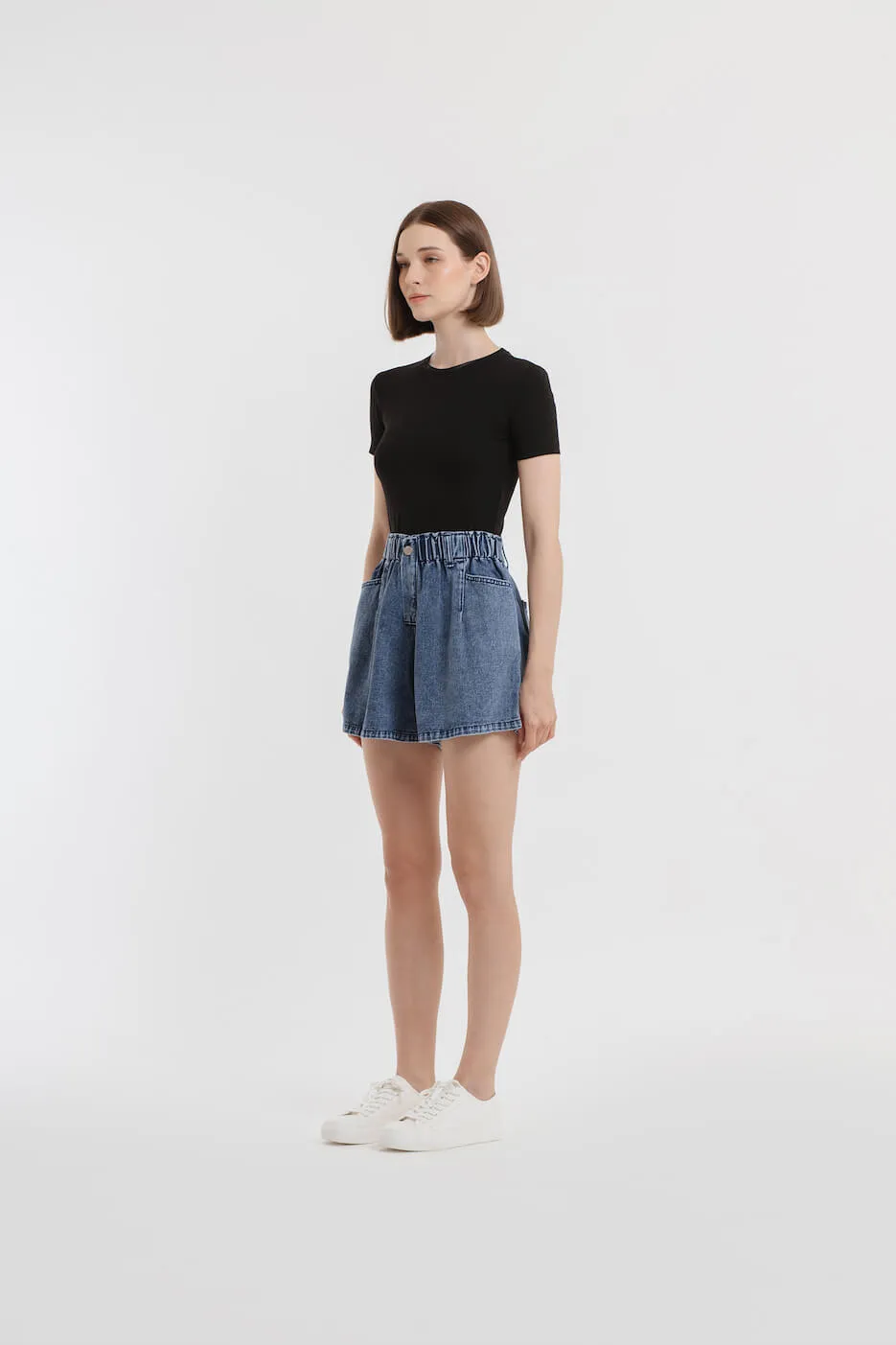 Washed Blue Denim Shorts